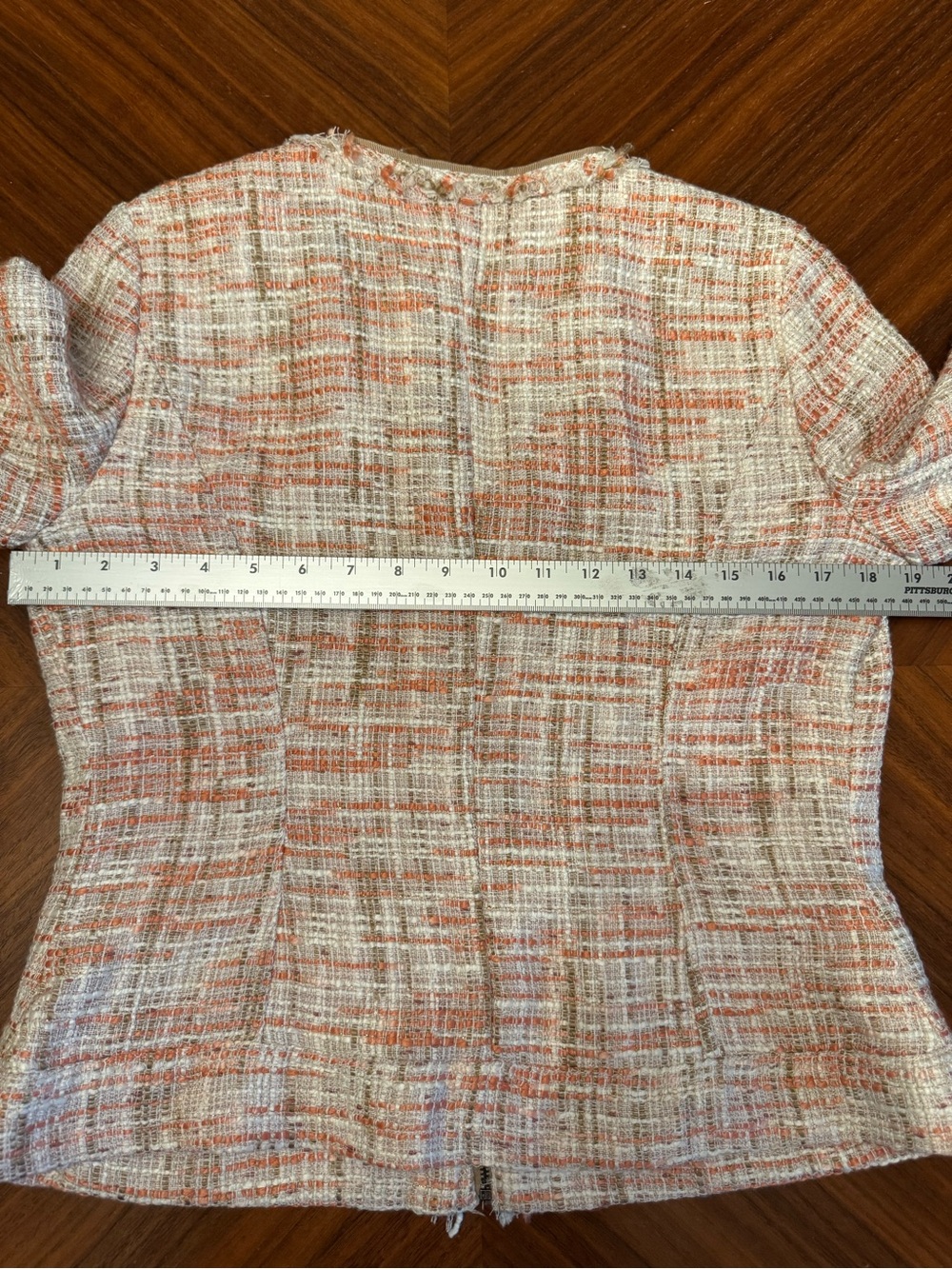 Cynthia Rowley Coral Cream Tweed Bouclé Fringe Zip Jacket Blazer - Picture 14 of 15